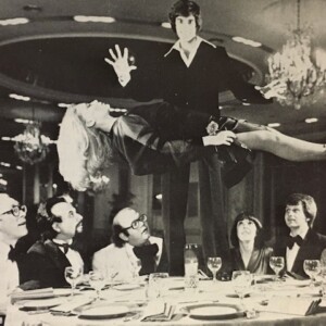 David Copperfield floats lady, watched by Ali Bongo, Max Maven, Abb Dickson, Tina & Mike Caveney, and David’s parents the Kotkins.