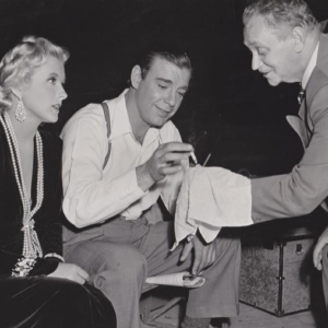 Lon Chaney Jr. and Illoma Massey on set of Frankenstein Meets the Wolf Man. Magician unknown.